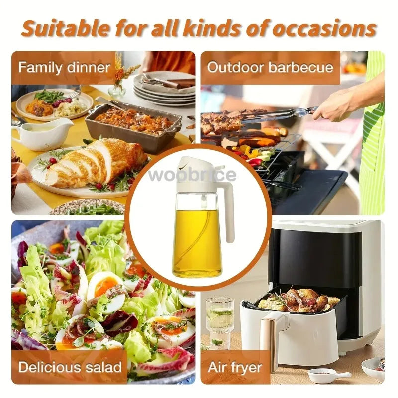 2 in 1 Kitchen Oils Spray Bottle Olive Sprayer Oil Spray Oil Sprayer Plastic for Cooking BBQ Baking Oils Dispenser Accessories