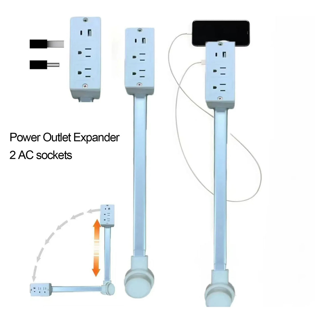 Rotatable Power Outlet Extender with USB-A & USB-C Sockets