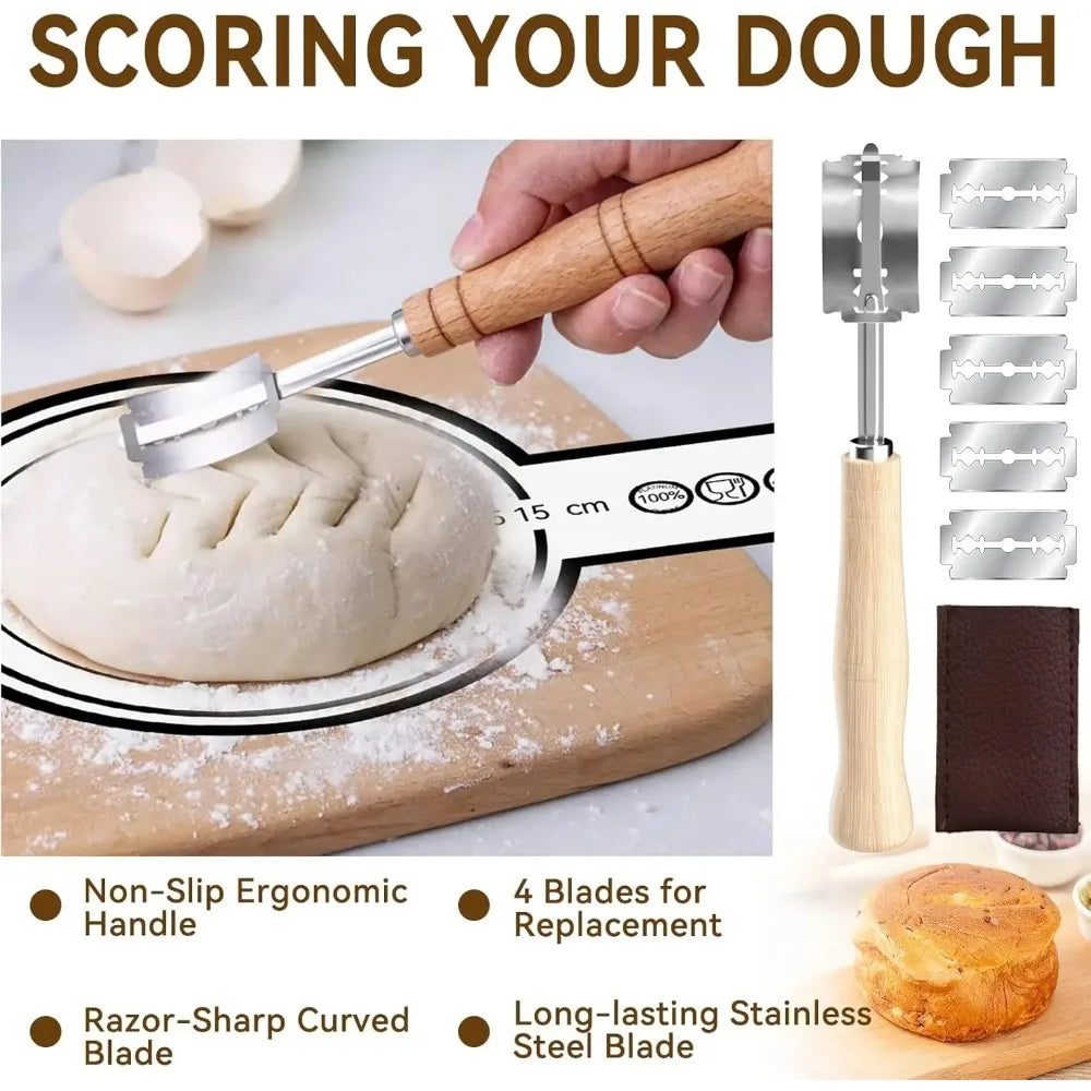 Sourdough Bread Starter Baking Kit – Proofing Baskets, Silicone Baking Mat, Starter Jar & Professional Bread Making Tools