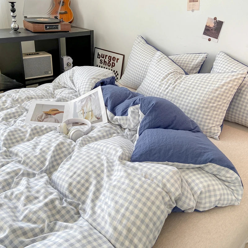 Skin-friendly Quilt Cover Plaid Style Duvet Covers Double Side Bed Cover постельное белье Home Comforter Covers(No Pillowcase)