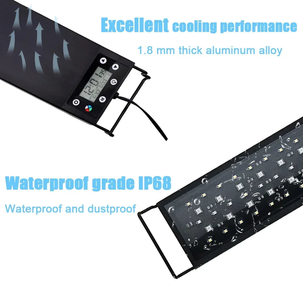Aquarium Full Spectrum LED Light – 30–60cm Fish Tank Decoration & Aquatic Plant Growth Lamp (IP68 Waterproof)