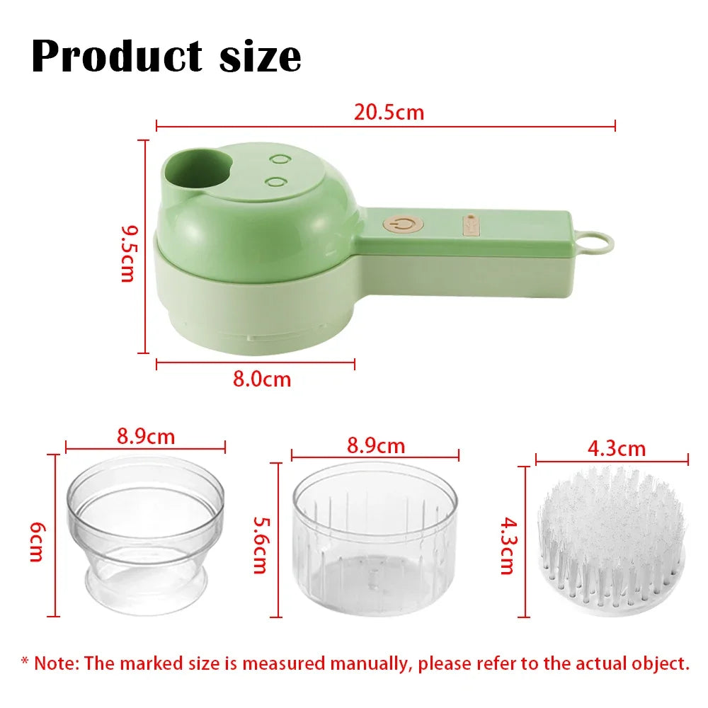 4In1 Electric Vegetable Cutter Set Handheld Wireless Electric Garlic Masher Food Chopper Meat Grinder Machine Food Peel Slice