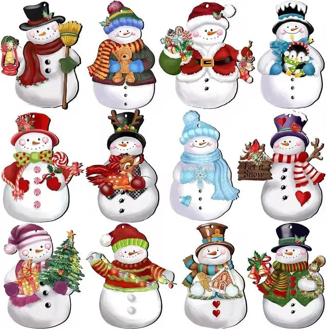 12/24pcs/set New Creative Wooden Christmas Dwarf Gnome Decoration Small Hanging Christmas Tree Decoration Wooden Plaque Set