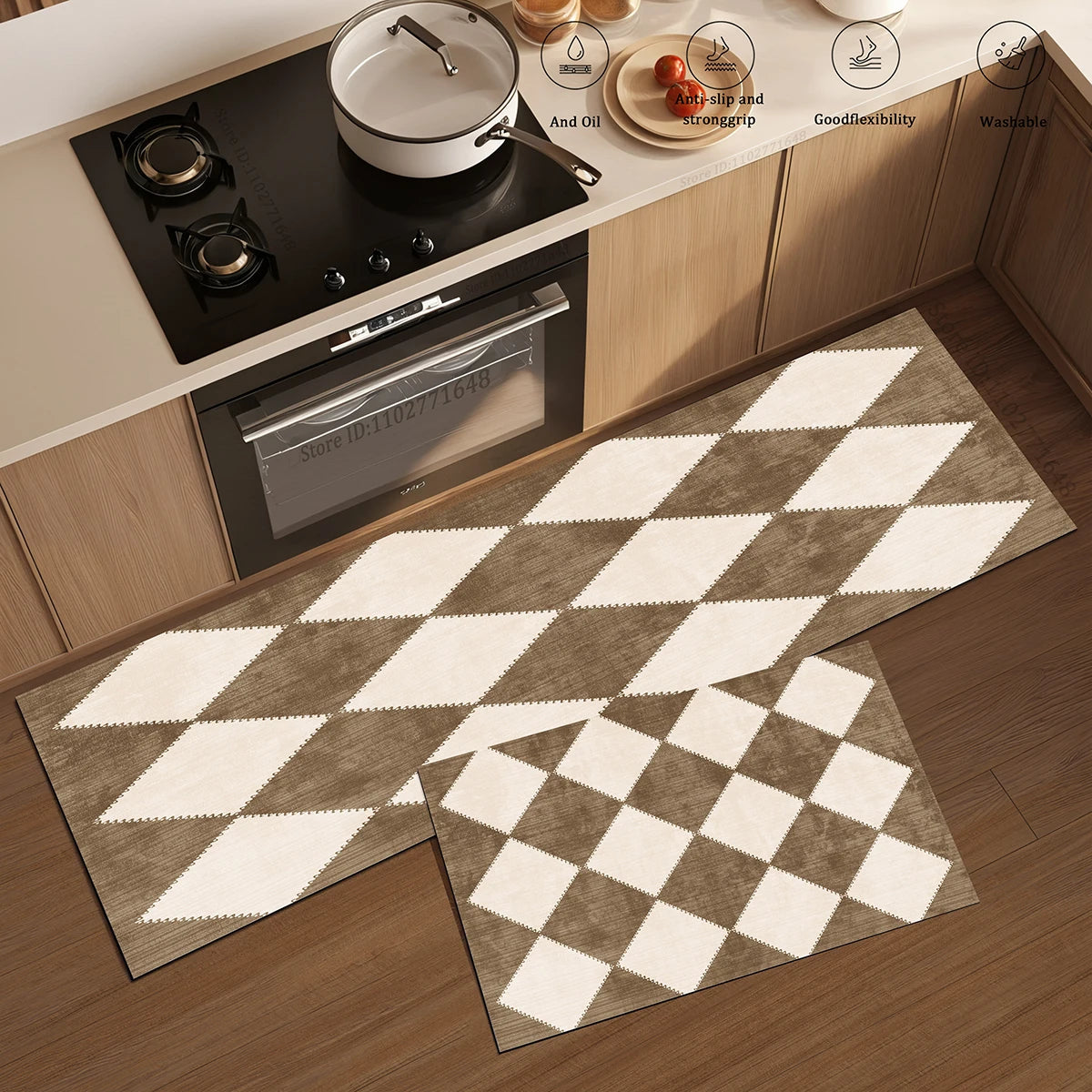 Quality Kitchen Long Non-slip Absorbent Vinyl Rugs Waterproof Washable Floor Mat Bedroom Hallway Corner Entrance Doormat Carpet