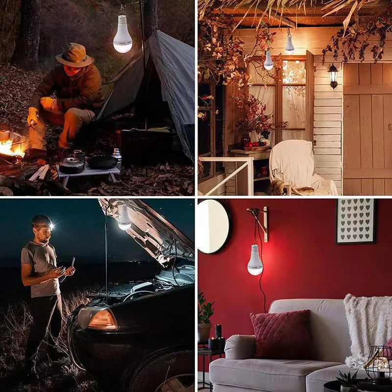 Solar Light Waterproof USB Charged Hanging Emergency Sunlight Powered Lamp Outdoor Camping Tent Lights Emergency Light