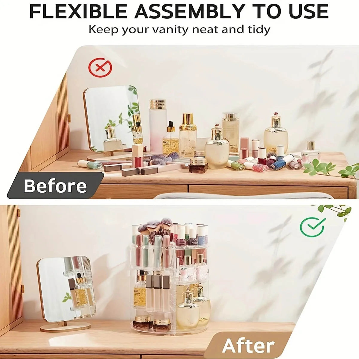 360° Rotating Makeup Organizer for Bathroom Countertop Storage