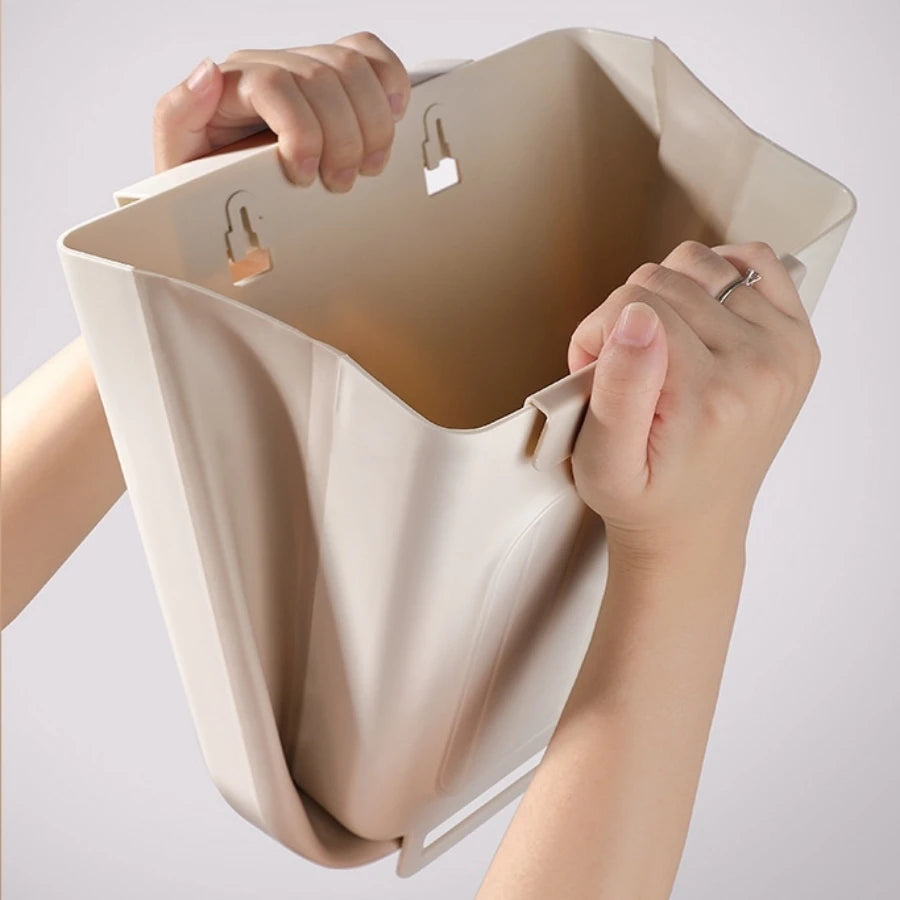 Suspended Foldable Trash Can – Wall-Mounted Kitchen Cabinet Door Waste Bin