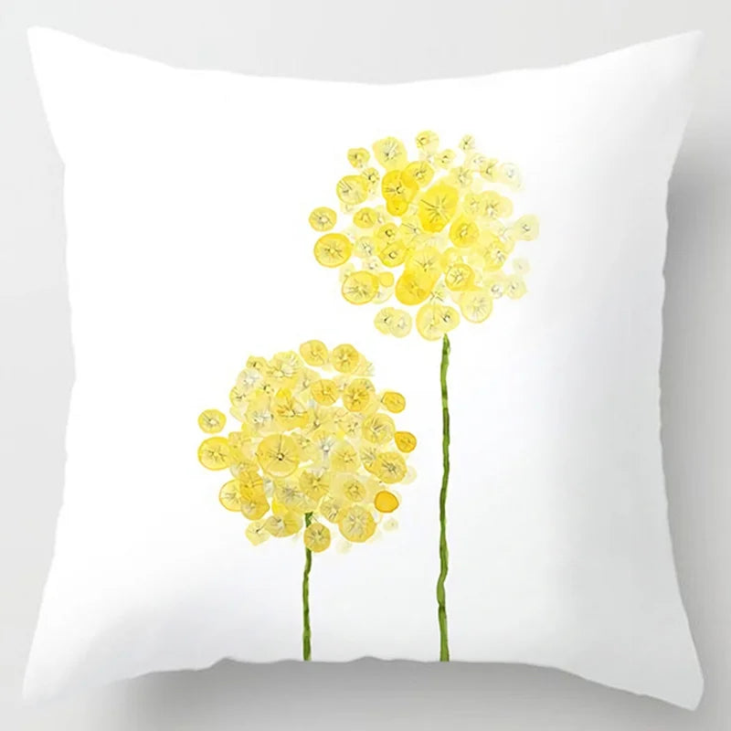 Modern Simple Yellow Flower Pillowcase Home Sofa  Lumbar  Cushion  Pillow