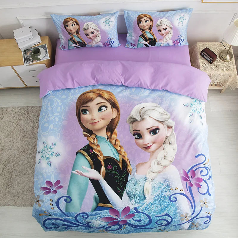 3D Frozen Comforter Cover Set For Kids Girls, Duvet Cover Single Queen King Bedding Set, Elsa and Anna Princess Quilt Cover