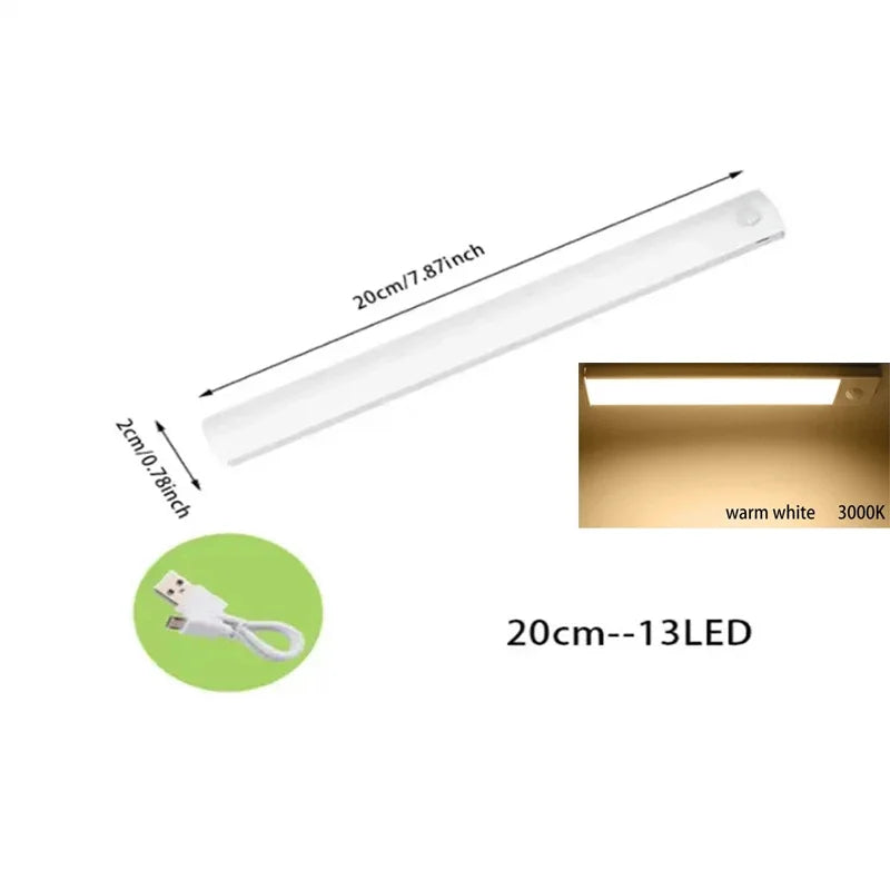 Rechargeable Motion Sensor LED Cabinet Light – Magnetic Wireless Strip for Kitchen, Wardrobe & Closet