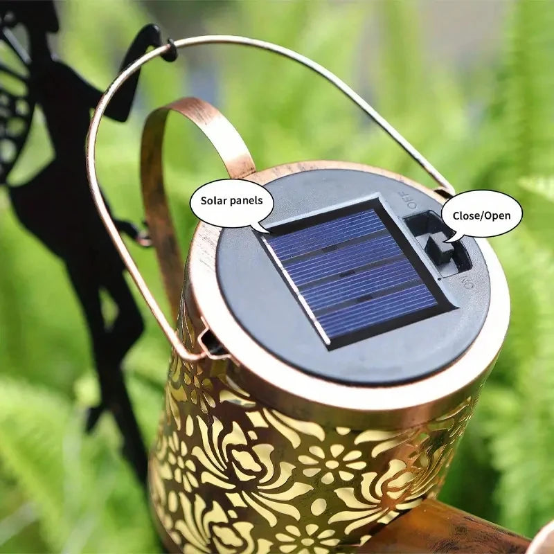 Solar Watering Can Garden Lights – Outdoor Waterfall String Fairy Lights with Kettle Projection
