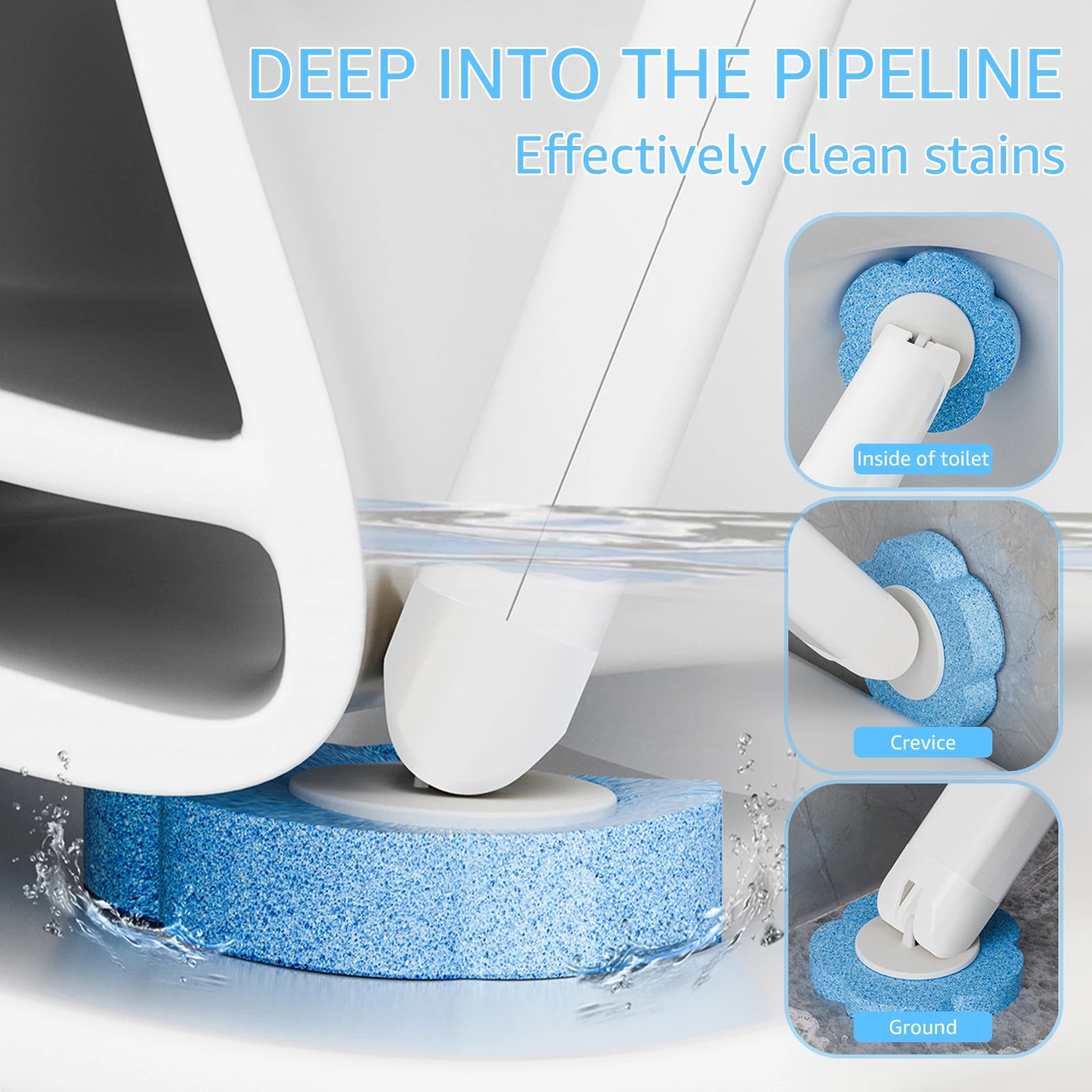Wall-Mounted Disposable Toilet Brush with Long Handle & Replaceable Heads