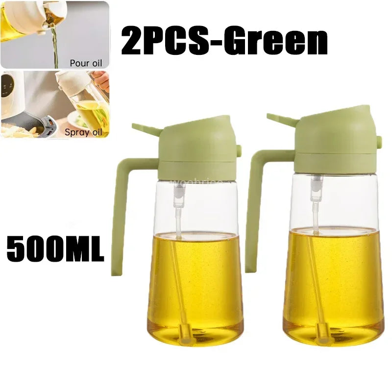 2 in 1 Kitchen Oils Spray Bottle Olive Sprayer Oil Spray Oil Sprayer Plastic for Cooking BBQ Baking Oils Dispenser Accessories