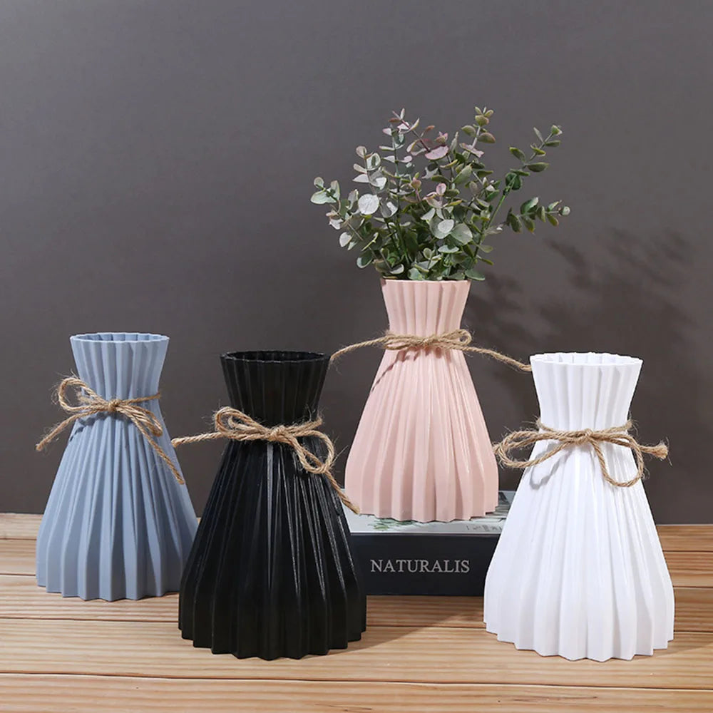 Creative Origami Vase European Pleated Vase Plastic Waist Folding Flower Vase Folding Paper Style Dry Flower Bottle Modern
