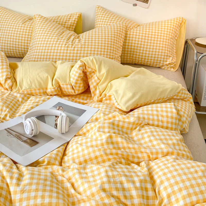 Skin-friendly Quilt Cover Plaid Style Duvet Covers Double Side Bed Cover постельное белье Home Comforter Covers(No Pillowcase)