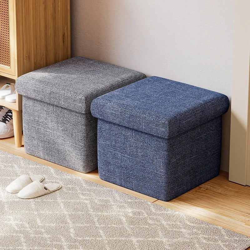 Foldable Storage Stool Box Multifunctional Fabric Storage Organizer Stool Boxes With Padded Seat Home Organization Sundries Box