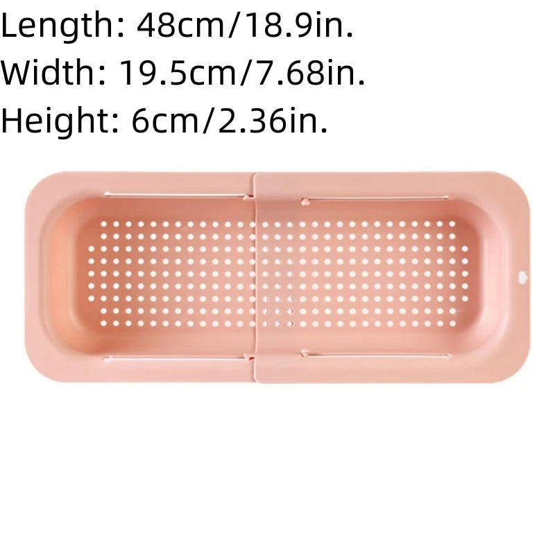 Expandable Adjustable Sink Drain Basket – Vegetable & Fruit Washing Basin with Drain Rack for Kitchen