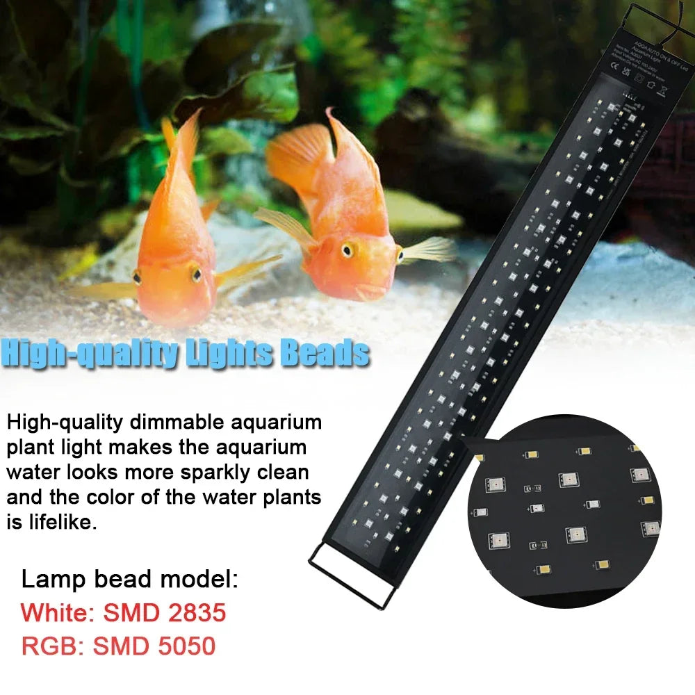 Aquarium Full Spectrum LED Light – 30–60cm Fish Tank Decoration & Aquatic Plant Growth Lamp (IP68 Waterproof)