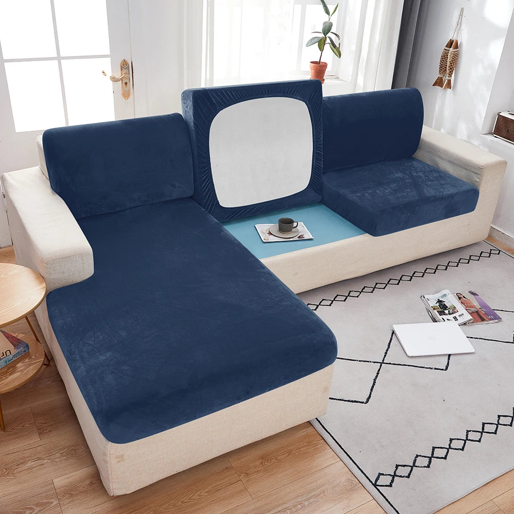 1pc Plush Sofa Slipcover Anti-slip Elastic Sofa Cover for Bedroom Office Living Room Home Decor Couch Cover Furniture Protector