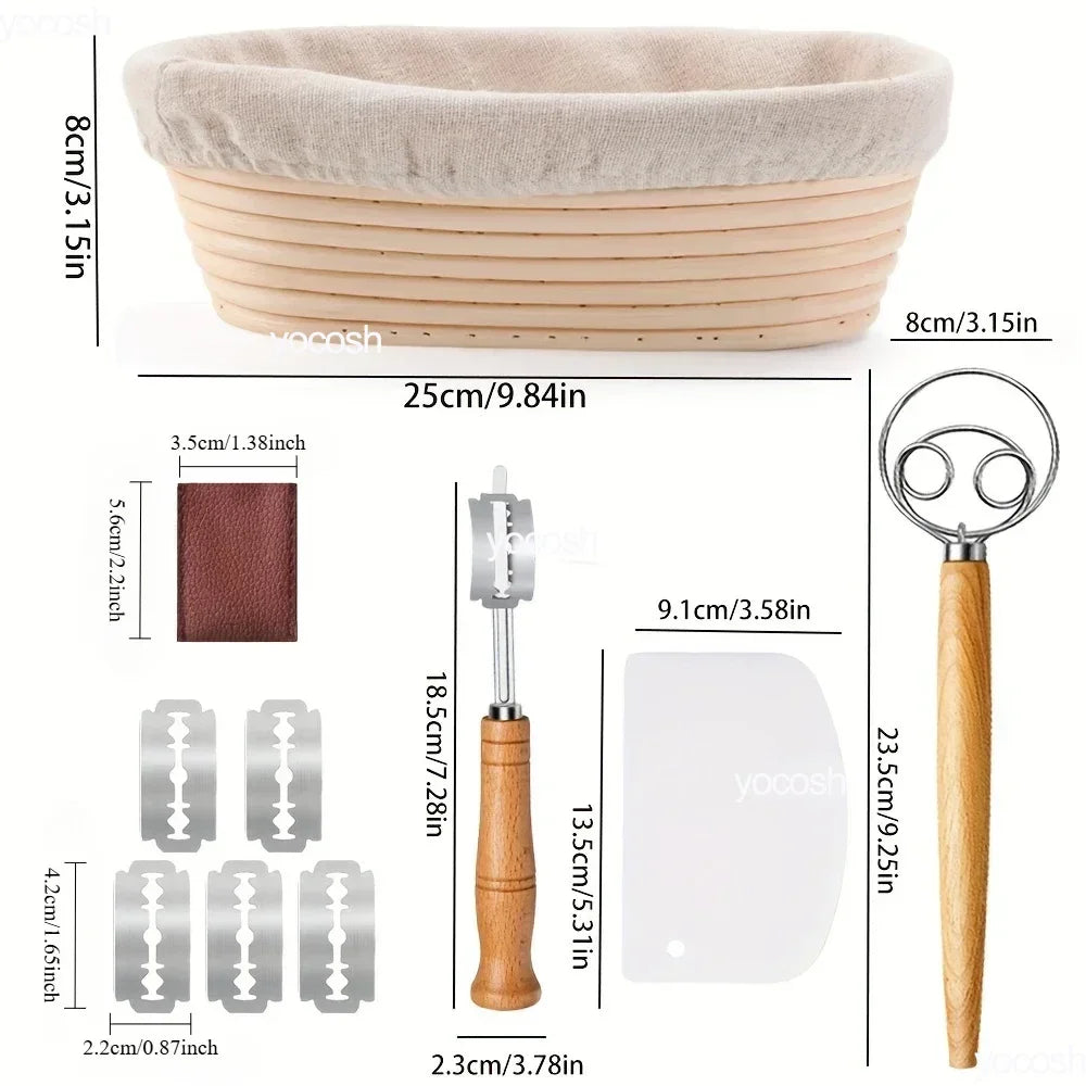 Sourdough Bread Starter Baking Kit – Proofing Baskets, Silicone Baking Mat, Starter Jar & Professional Bread Making Tools