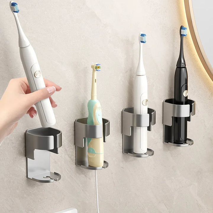 BGRORIO Electric Toothbrush Holder Space Saving Traceless Bathroom Self-adhesive Wall-mounted Toothbrush Storage Base