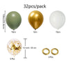 Retro Olive Green Balloons Kit White Confetti Balloon Party Decoration Balloon Birthday Party Wedding Important Festival Decorat
