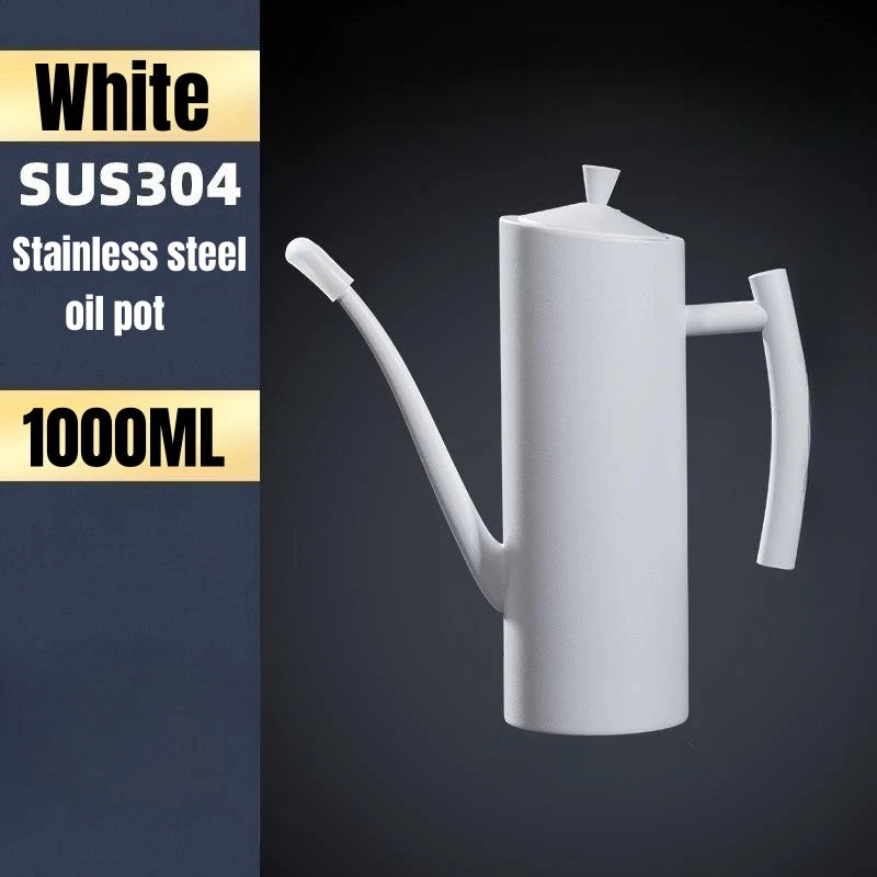 Stainless Steel Oil Pot Kitchen Oil Tank Pot Sauce Vinegar No Drip Dust-Proof Oil Storage Container Tank Storage Kitchen Tools
