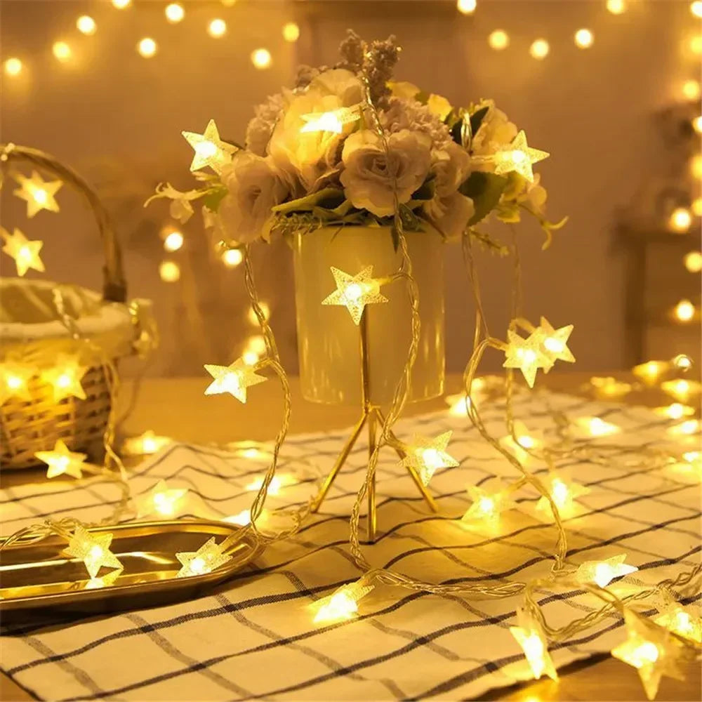LED String Lights Outdoor Star Chain Lights Garland Lights Bulb Fairy Lights Party Home Wedding Garden  Decor