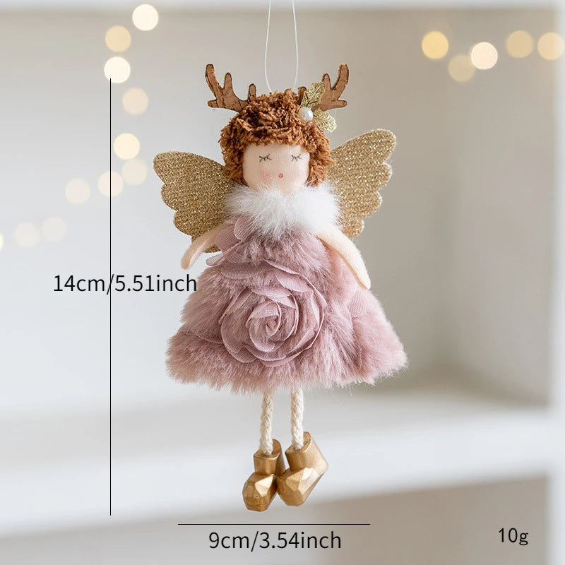 New Christmas Mouse Doll Pendant Girl Ballet Angel Christmas Tree Pendant Plush Hanging Xmas Decoration Charms New Year Gifts