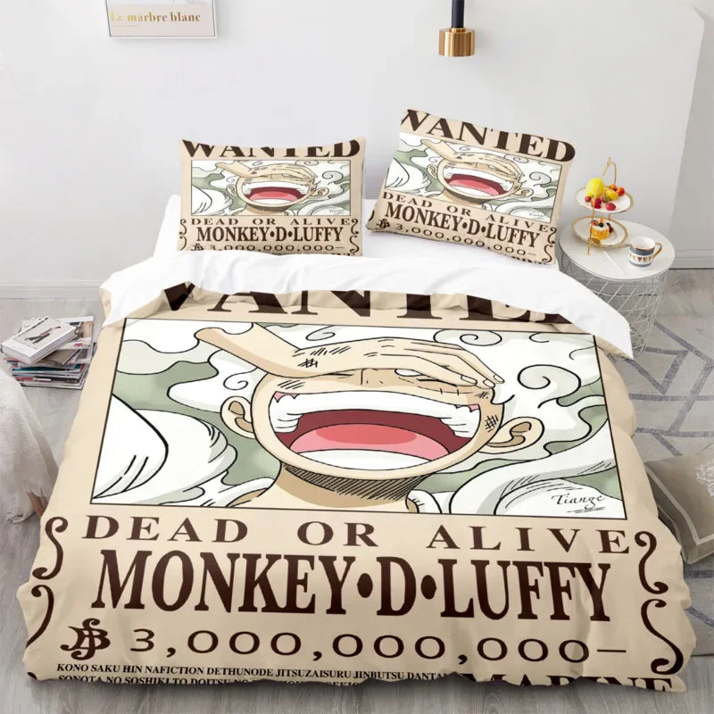 One Piece Duvet Cover Set Cartoon Anime Nika Luffy Gear 5 Bedding Set Luffy 5th Gear Quilt Cover Pillowcase Set Twin Queen King