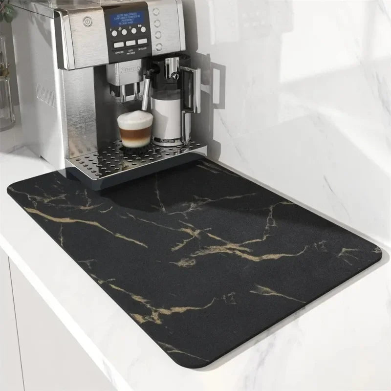 Absorbent Mats Pads Marble Printing Dish Large Kitchen Coffee Mug Table Mat Draining Drying Mat Quick Dry Bathroom Drain Pad