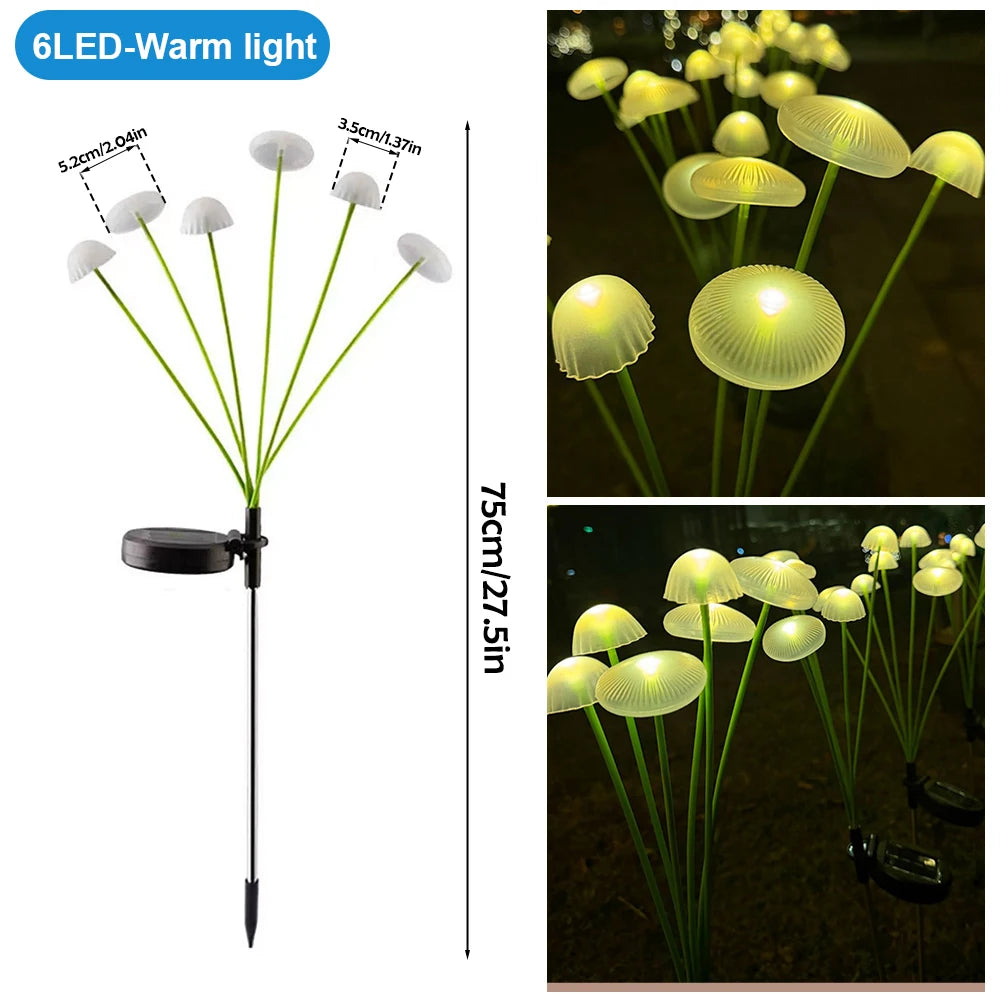 LED Solar Jellyfish Mushroom Fairy Light RGB Waterproof Energy-saving Solar Garden Lamp for Outdoor Lawns Courtyard Decor Light