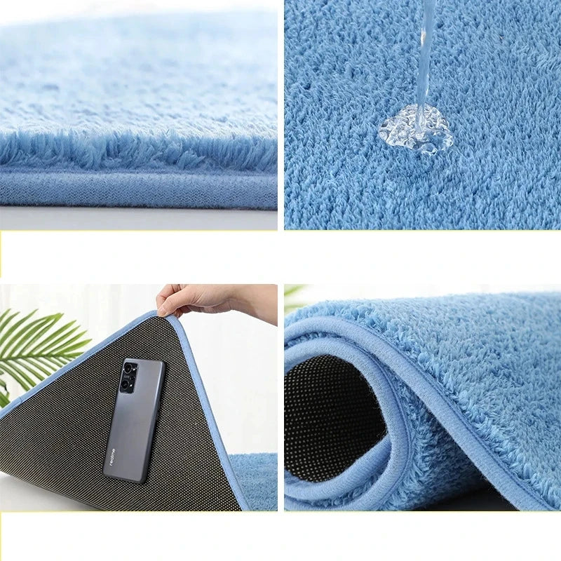 Fluffy Bathroom Bath Mat Anti-slip Bath Carpets Doormat For Toilet Absorbent Floor Rug Beside Bathtub Wash Basin Washable