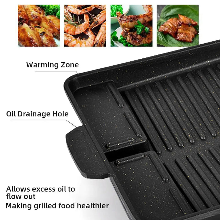Korean Grill Meat Plate Aluminum Titanium Coating Barbecue Pan Camping Board Griddle for Outdoor Cassette Stove and Induction