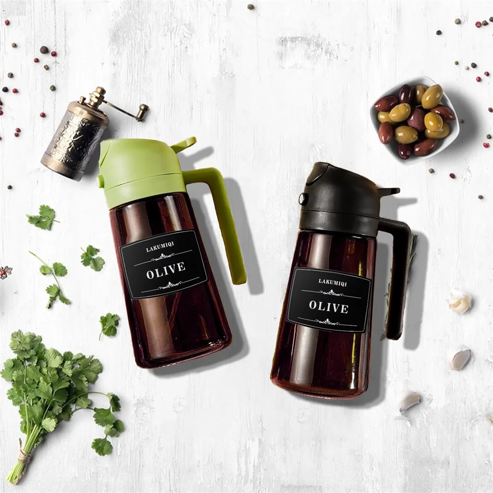 2-in-1 Glass Oil Dispenser & Sprayer - 16oz/470ml Leakproof Olive Oil Sprayer Bottle for Cooking, Air Fryer, BBQ, Baking, Salad