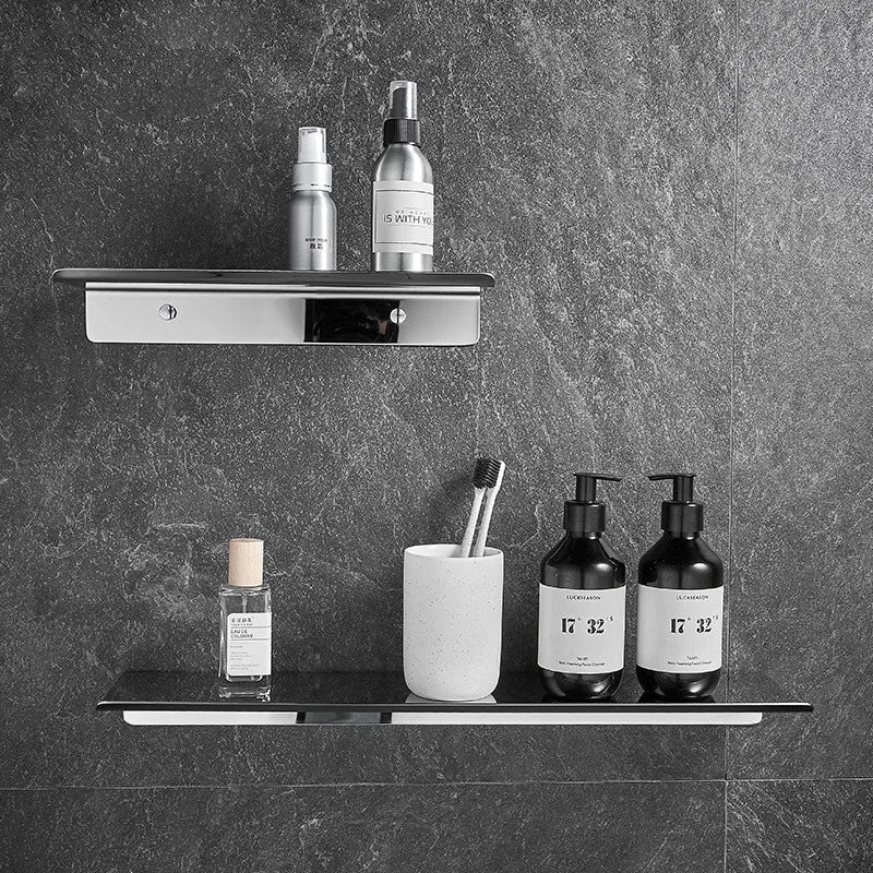 Bathroom Shelf Stainless Steel Chrome Shower Rack Corner Shelf Square Bath Shower Shelf Nail Free Black Storage Organizer Rack