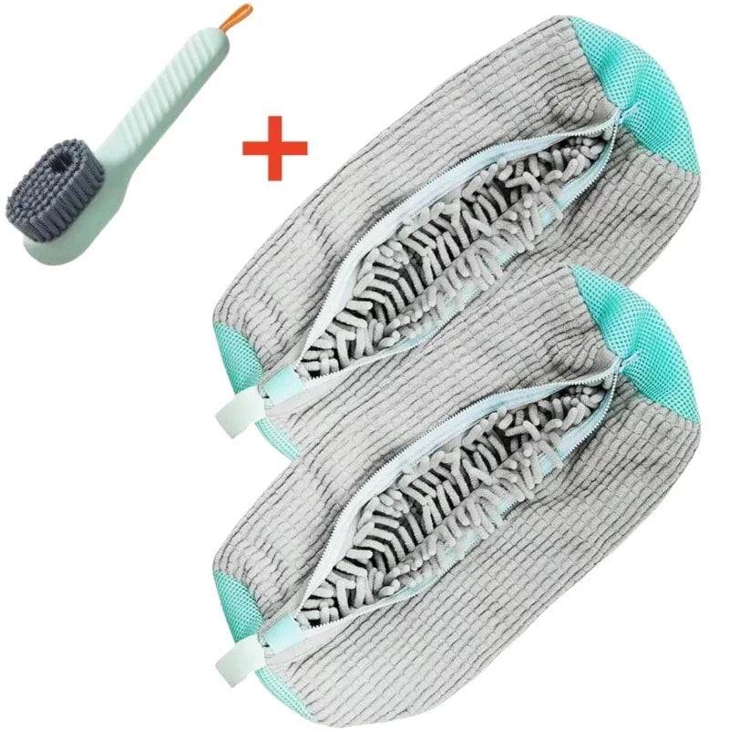 Shoe Washing Machine Bag with Liquid Shoe Brush Set Durable Laundry Shoe Bag and Soft Bristle Clean Brush for All Shoes