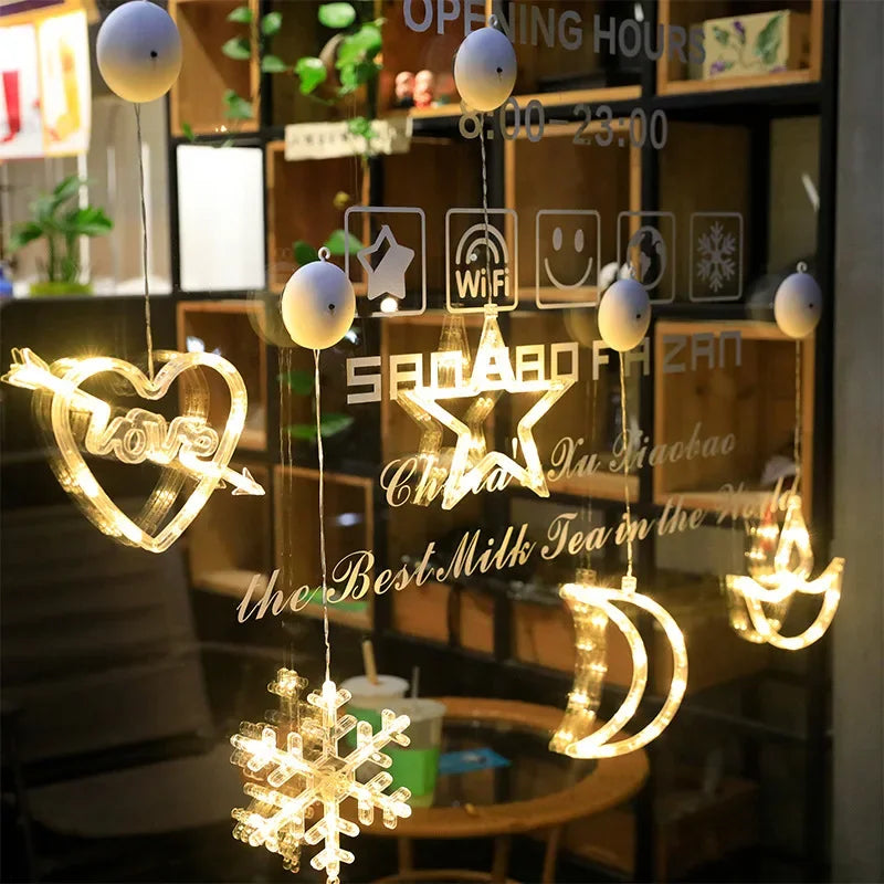 Christmas Decoration Suction Cup Lights Santa Claus Led Decorative Lamp Christmas tree Lighting In Living Room Display Windows