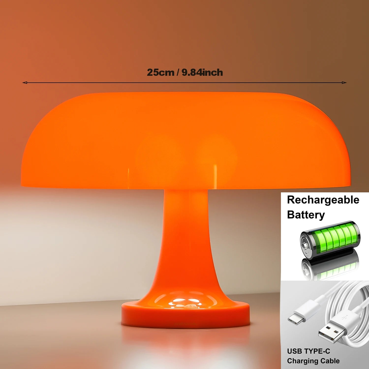Mushroom table lamp minimalist modern bedroom bedside lamp Danish designer orange decorative table lamp