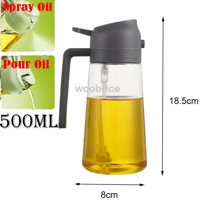 2 in 1 Kitchen Oils Spray Bottle Olive Sprayer Oil Spray Oil Sprayer Plastic for Cooking BBQ Baking Oils Dispenser Accessories