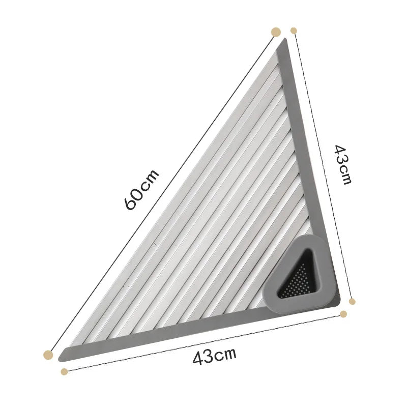 Aluminum Triangle Dish Drying Rack Sink Corner Roll Up Folding Drain Basket Sponge Brush Scouring Pad Rag Storage Rack 1Pc