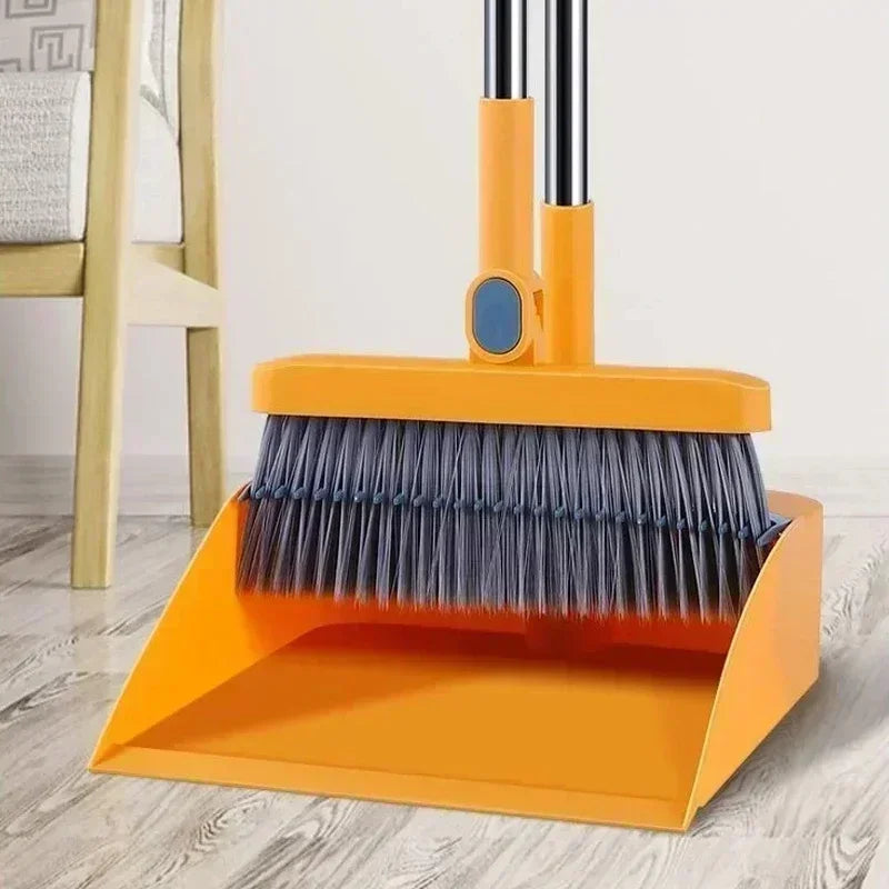 Household Broom & Dustpan Set – Foldable Garbage Shovel with Comb Teeth & 45° Angled Brush Head for Floor Sweeping