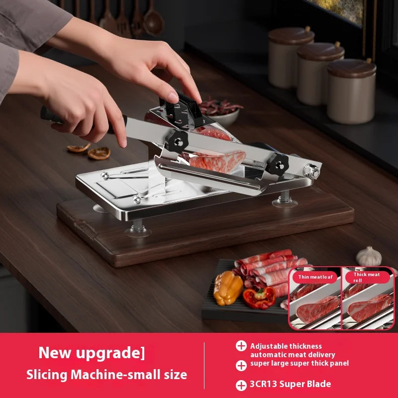 GIANXI Mutton Roll Slicer Machine Stainless Steel Meat Slicer Beef Thin Slice Frozen Meat Household Barbecue Hot Pot Cooking