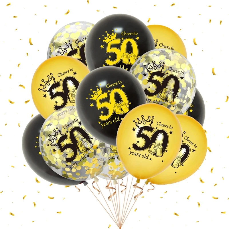 Happy Birthday 40 50 60 Latex Balloons for Adult Birthday Party Decoration 40th 50th 60th Confetti Balloon Anniversary Supplies