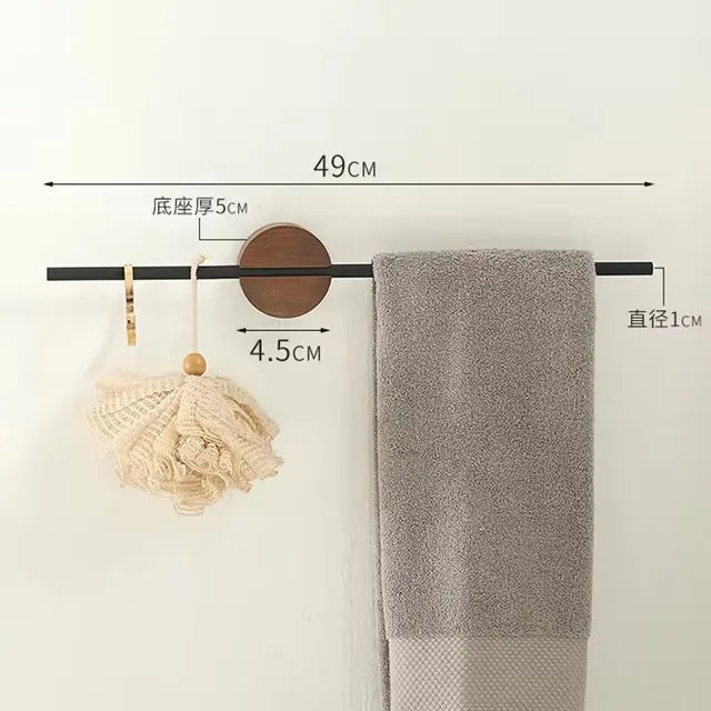 40/50cm Towel Rack Towel Hanger Bath Towel Holder Wood Wall Hanging Towel Bar Bathroom Shelf Kitchen Storage RacK Home Accessory