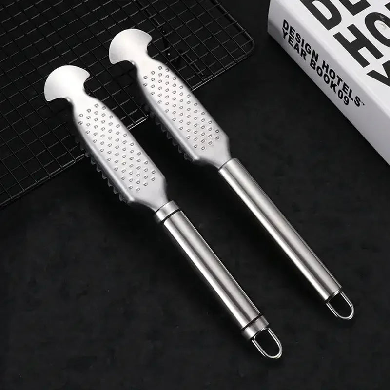 Stainless Steel Fish Scale Scraper & Belly Knife Kitchen Multi-use Grater for Ginger/Garlic Home & Street Vendor Scraper Tools