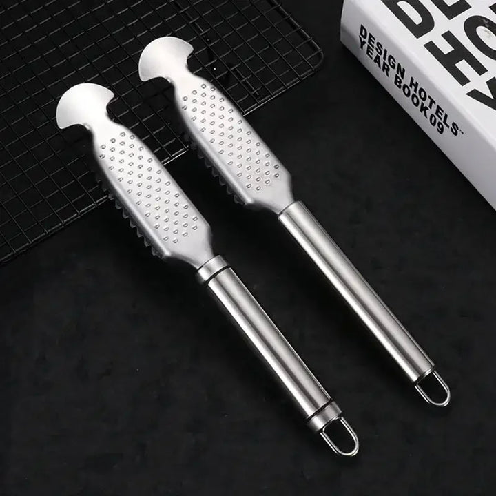 Stainless Steel Fish Scale Scraper & Belly Knife Kitchen Multi-use Grater for Ginger/Garlic Home & Street Vendor Scraper Tools