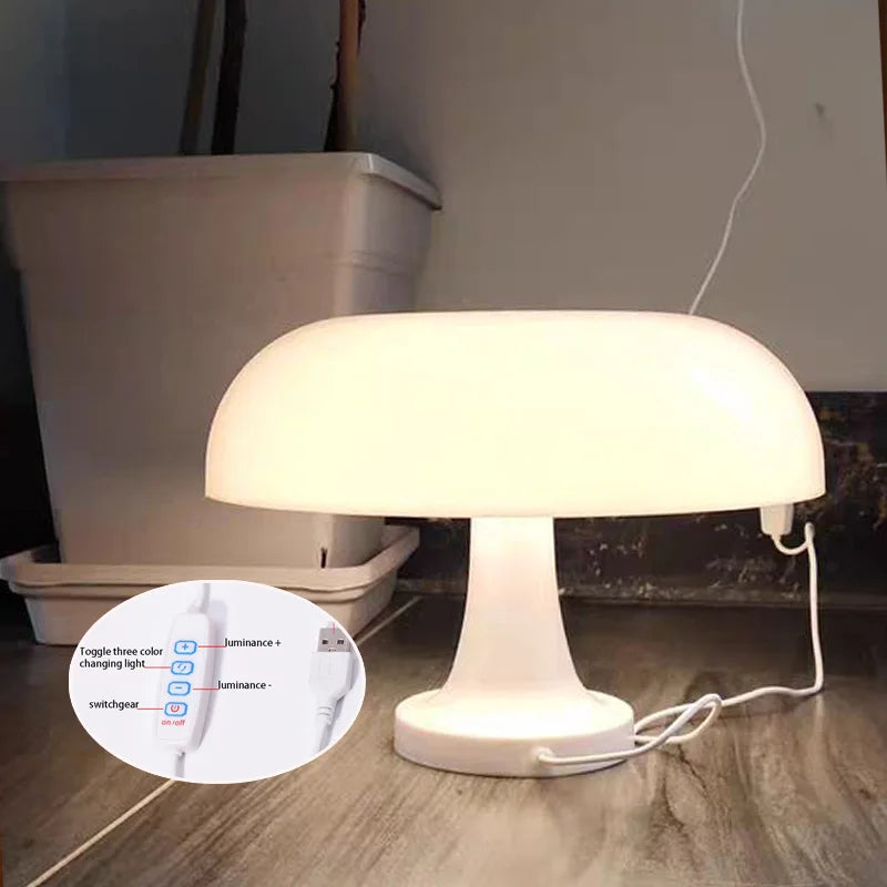 LED Mushroom table lamp minimalist modern bedroom bedside lamp Danish designer orange decorative table lamp