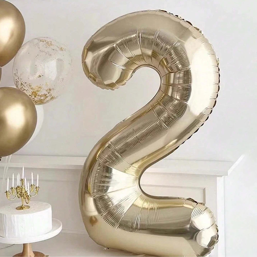 1pc 40inch Platinum Colour Number 0-9 Balloons Helium Balloon Digit Globos Birthday Party Decorations，Anniversary, Graduation