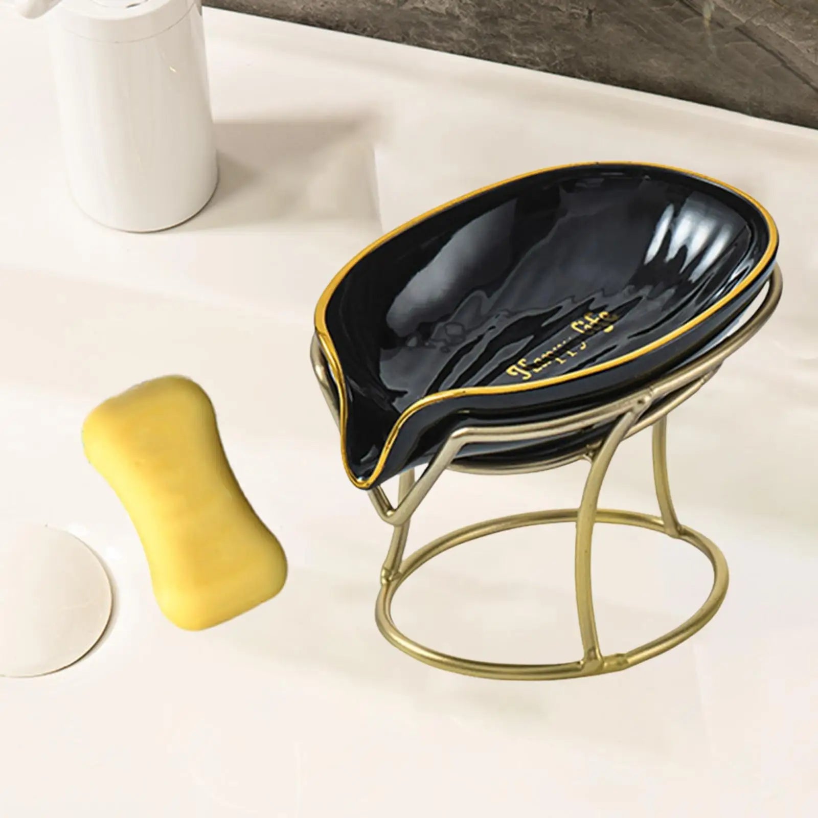 Soap Dish Drainage Tray Soap Case Box with Iron Stand Bar Soap Holder Soap Saver Soap Tray for Shower Bathroom Sink Bath Decor